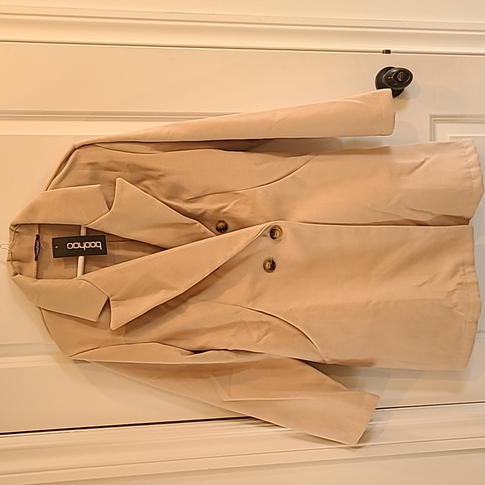Boohoo Double Breasted Back Detail Wool Look Coat